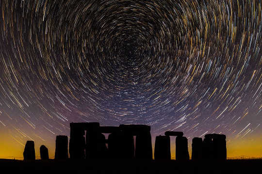 Star trails over Stonehenge on June 16, 2021. Photo by Stonehenge Dronescapes.